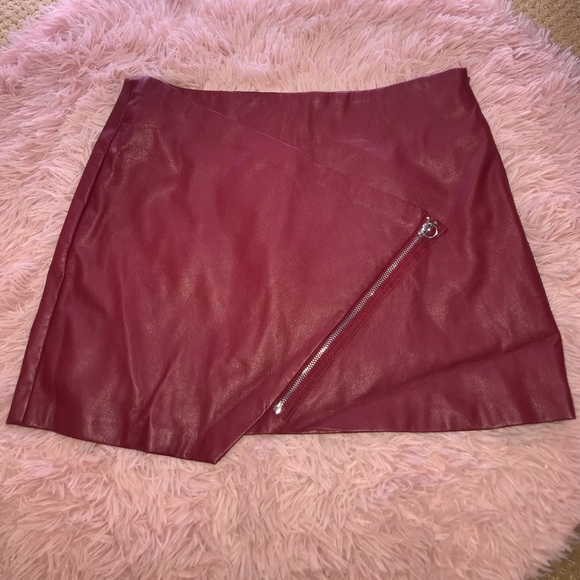 Zara Skirts Red Zara Leather Skirt Poshmark